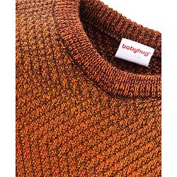 Babyhug Knit Full Sleeves Textured Sweater - Brown