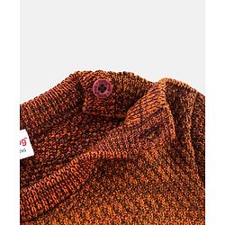 Babyhug Knit Full Sleeves Textured Sweater - Brown
