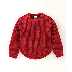Babyhug Knit Full Sleeves Sweater Cable Knit Design - Red