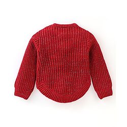 Babyhug Knit Full Sleeves Sweater Cable Knit Design - Red