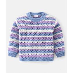 Babyhug Knit Full Sleeves Striped Sweater - Multicolour