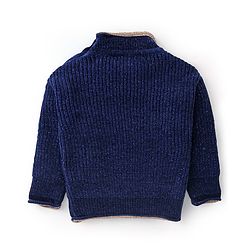 Babyhug Knit Full Sleeves Sweater with Star Design - Navy Blue