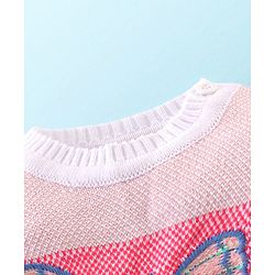 Babyhug Knit Full Sleeves Striped Sweater with Butterfly Design - Multicolour
