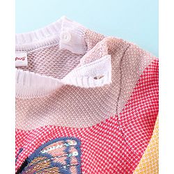 Babyhug Knit Full Sleeves Striped Sweater with Butterfly Design - Multicolour