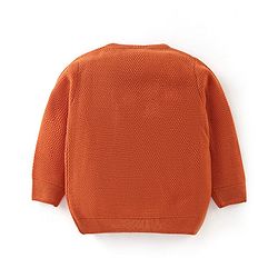 Babyhug Knit Full Sleeves Sweater with Text Design - Orange