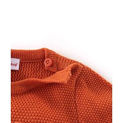 Babyhug Knit Full Sleeves Sweater with Text Design - Orange