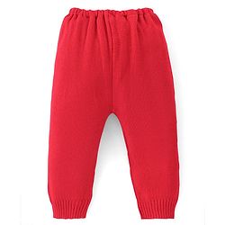 Babyhug Full Sleeves Sweater and Pant Set Intarsia Print - Red & Navy Blue