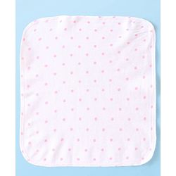 Babyhug Cotton Knit Wash cloth Polka Dot Print Pack of 6 - Pink & White