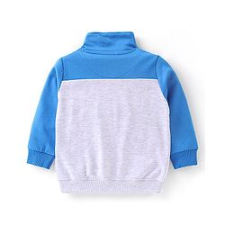 Babyhug 100% Cotton Knit Full Sleeves With T-Shirt Jacket & Lounge Pants & Text Print - Blue & Green