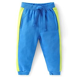 Babyhug 100% Cotton Knit Full Sleeves With T-Shirt Jacket & Lounge Pants & Text Print - Blue & Green