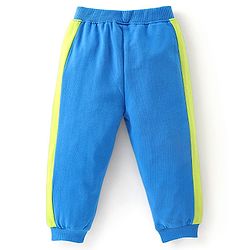 Babyhug 100% Cotton Knit Full Sleeves With T-Shirt Jacket & Lounge Pants & Text Print - Blue & Green