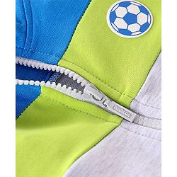 Babyhug 100% Cotton Knit Full Sleeves With T-Shirt Jacket & Lounge Pants & Text Print - Blue & Green