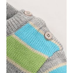 Babyhug Knit Full Sleeves Striped Sweater Set - Blue