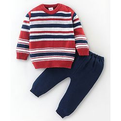 Babyhug Knit Full Sleeves Stripe Print Sweater - Multicolor