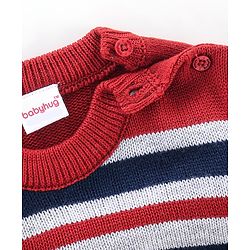 Babyhug Knit Full Sleeves Stripe Print Sweater - Multicolor