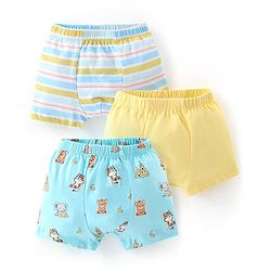Babyhug 100% Cotton Briefs Striped & Tiger Print Pack of 3 - Blue & Yellow