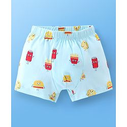 Babyhug 100% Cotton Briefs Striped & Fries Print Pack of 3 - Blue & Yellow