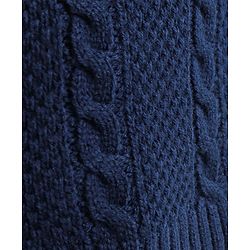 Babyhug Knit Solid Woollen Poncho Cable Knit Design - Navy Blue