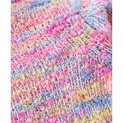 Babyhug Knitted Full Sleeves Front Open Hooded Sweater - Pink & Blue
