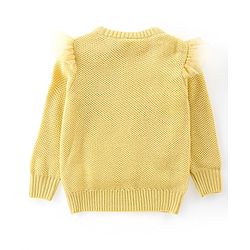 Babyhug Knit Fulkl Sleeves Sequins Embroidered Pullover - Yellow