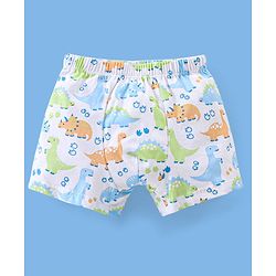 Babyhug 100% Cotton Knit Briefs Stripes & Dino Print Pack of 3 - Green & White