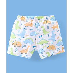 Babyhug 100% Cotton Knit Briefs Stripes & Dino Print Pack of 3 - Green & White