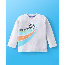 Babyhug Single Jersey Full Sleeves T-Shirt and Lounge Pant Soccer Print - White & Blue