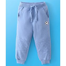 Babyhug Single Jersey Full Sleeves T-Shirt and Lounge Pant Soccer Print - White & Blue