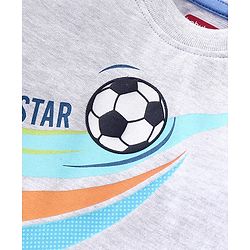 Babyhug Single Jersey Full Sleeves T-Shirt and Lounge Pant Soccer Print - White & Blue