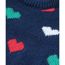 Babyhug Full Sleeves Sweater and Pant Set Heart Design - Navy Blue