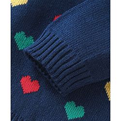 Babyhug Full Sleeves Sweater and Pant Set Heart Design - Navy Blue
