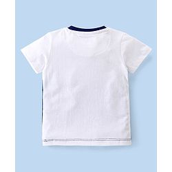 Babyhug Cotton Half Sleeves T-Shirt Striped- White & Navy Blue