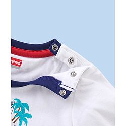 Babyhug Cotton Half Sleeves T-Shirt Striped- White & Navy Blue