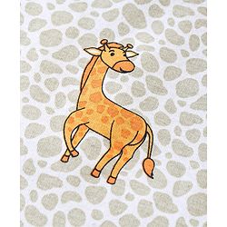Babyhug Cotton Half Sleeves T-Shirt Tiger & Giraffe Print- White & Peach