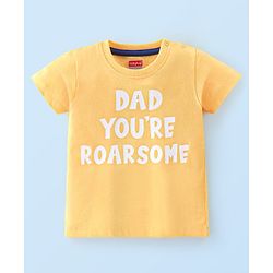 Babyhug Cotton Half Sleeves T-Shirt With Striped & Leopard Print Pack Of 3 - Blue Yellow & White