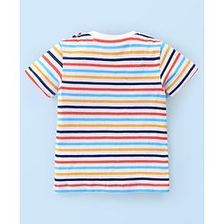 Babyhug Cotton Half Sleeves T-Shirt With Striped & Leopard Print Pack Of 3 - Blue Yellow & White