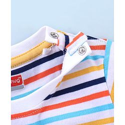 Babyhug Cotton Half Sleeves T-Shirt With Striped & Leopard Print Pack Of 3 - Blue Yellow & White