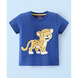 Babyhug Cotton Half Sleeves T-Shirt With Striped & Leopard Print Pack Of 3 - Blue Yellow & White
