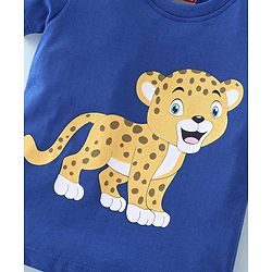 Babyhug Cotton Half Sleeves T-Shirt With Striped & Leopard Print Pack Of 3 - Blue Yellow & White
