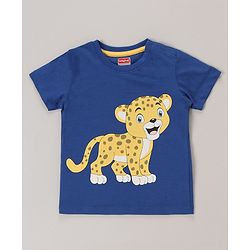 Babyhug Cotton Half Sleeves T-Shirt With Striped & Leopard Print Pack Of 3 - Blue Yellow & White