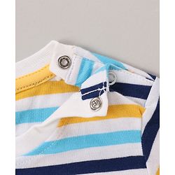 Babyhug Cotton Half Sleeves T-Shirt With Striped & Leopard Print Pack Of 3 - Blue Yellow & White