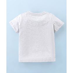 Babyhug Cotton Knit Half Sleeves Soccer & Text Printed T-Shirt - Grey & Blue