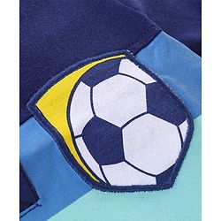 Babyhug Cotton Knit Half Sleeves Soccer & Text Printed T-Shirt - Grey & Blue