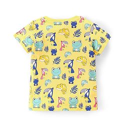 Babyhug Cotton Half Sleeves T-Shirt Animal Print - Yellow