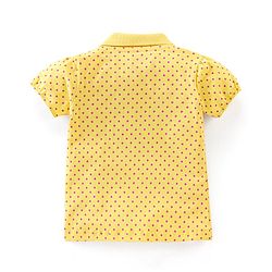 Babyhug Cotton Half Sleeves Polo Tee with Cherry Print & Frill Detailing - Yellow