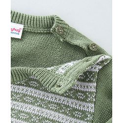 Babyhug Knitted Full Sleeves Baby Sweater Set Cable Knit Design - Green
