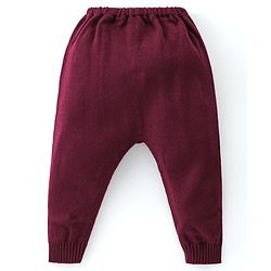 Babyhug Knit Full Sleeves Sweater Heart Design Set - Purple