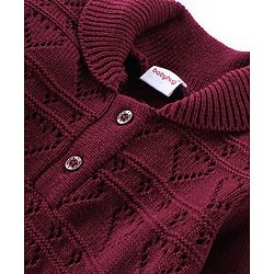 Babyhug Knit Full Sleeves Sweater Heart Design Set - Purple