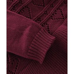 Babyhug Knit Full Sleeves Sweater Heart Design Set - Purple
