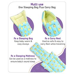 Babyhug Cotton Sleeping Bag Duck Print- Blue
